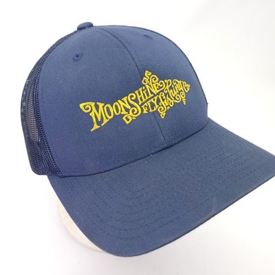 Moonshine Fly Fishing Co Hat Cap Trout Rod Reel Line Snapback Mesh Trucker Blue