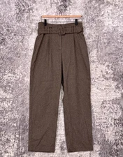 Rouje Pants 38 / US 6 Womens Tweed Wool Herringbone Belted Trouser High Rise