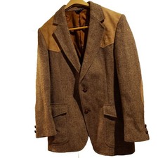 VTG Pendleton 40 Western Wool Blazer Tweed With Suede Yoke Elbow Patches USA