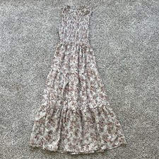 SHEIN Ivory Ditzy Floral Maxi Dress Smocked Top Womens S Lightweight Sleeveless