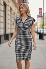 SHEIN Black & White Houndstooth   Midi Dress Size M US 6
