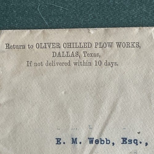 Cubierta Oliver Chilled Plow Works Dallas Texas RPO 1895 - Imagen 2 de 4