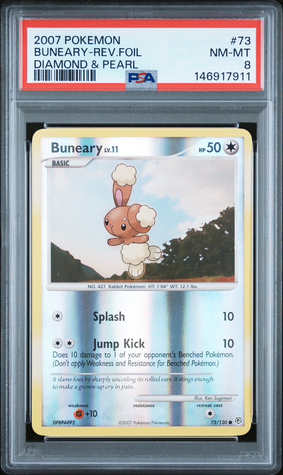 2007 POKEMON DIAMOND & PEARL #73 BUNEARY-REVERSE FOIL PSA 8