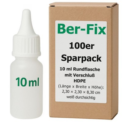 Ber-Fix 100x 10g oder 10ml Leerflasche Rund mit Tropfdüse und Schraubverschluss