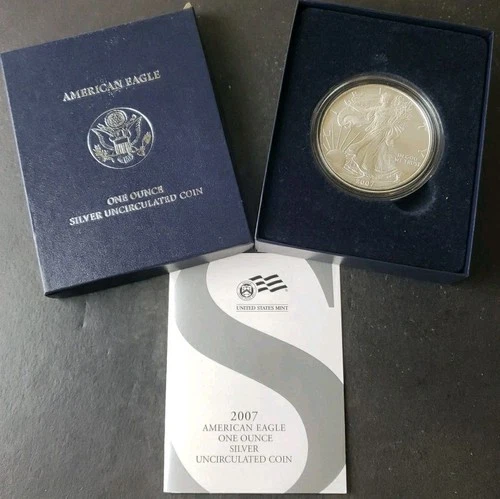 2007 W Burnished $1 American Silver Eagle Dollar