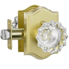 HOSOM Glass Door Knobs with Lock, Privacy Door Knob, Keyless Gold Door Knobs,...
