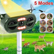 Solar Ultrasonic Animal Repellers Deer Repellent Scarer Deterrent Fox PIR Sensor