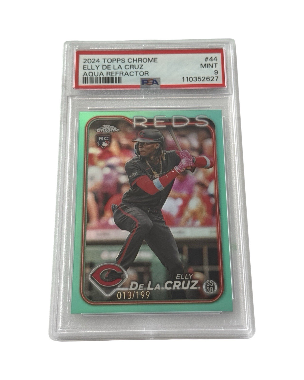 Elly De La Cruz 2024 Topps Chrome #44 Aqua Refractor /199 (RC) PSA 9 REDS