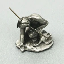 Hudson Pewter Native American Indian Hunter Kneeling w/Goose Figurine 1970 VTG