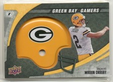 (4) MASON CROSBY HELMET INSERT RELIC CARDS 2008 UPPER DECK GREEN BAY PACKERS 