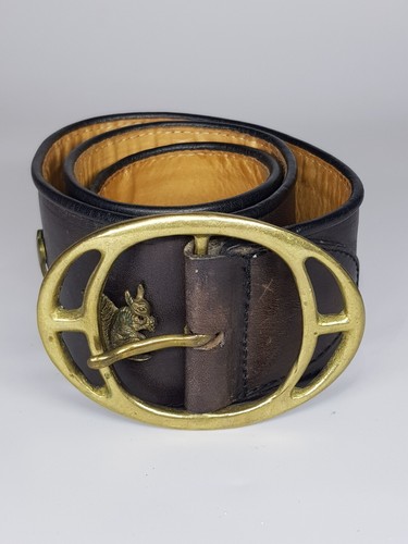 Rey Busa vintage women's leather belt with brass inserts of forest animals - Picture 10 of 10