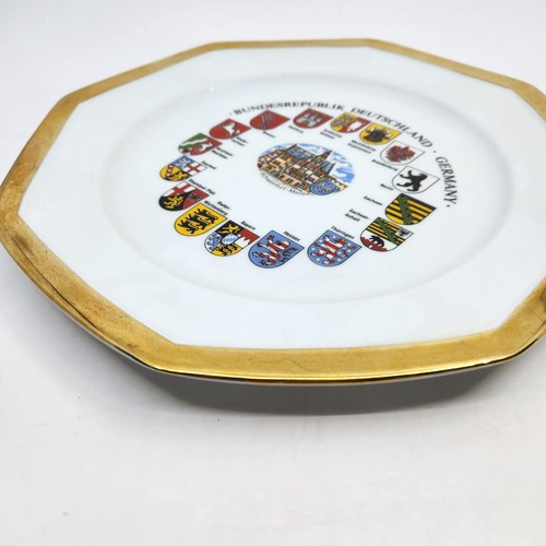 Placa decorativa de vidrio Alemania Bockling Deutschland 10" octágono adorno dorado Schweinfurt - Imagen 5 de 13