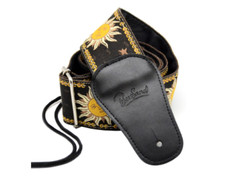 Leather Adjustable Guitar Strap, Sun Jacquard Weave For Bass Electric and Acoust