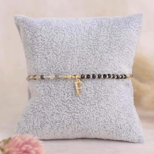 Gold Beaded Natural Stone Initial K Bracelets for Women Teen Girls, Boho Handmad - Picture 7 of 7