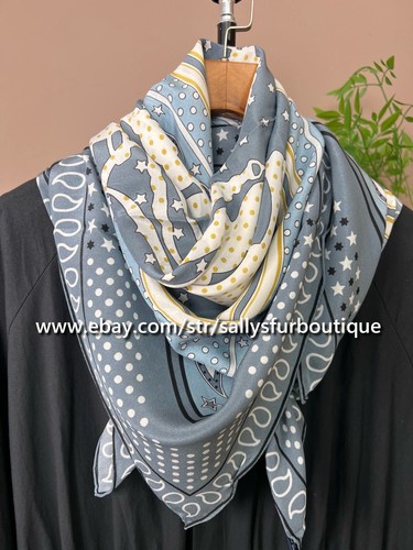Sallys 100% Chiffon Silk Wrap Scarf Beach Sarong Paisley Saddle Print Shawl 43" - Picture 3 of 18