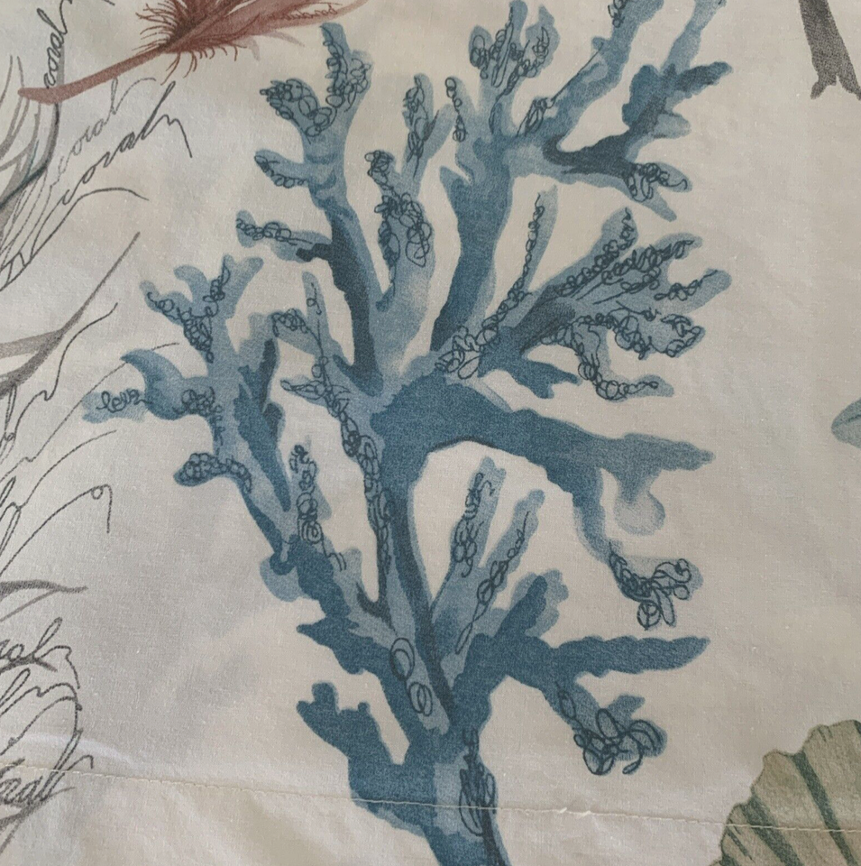 Pottery Barn Del Mar KING Pillow Shams Set of 2 Cotton Seashells Coral