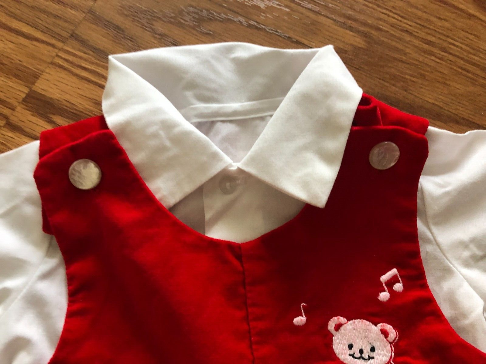 Vintage Baby Boys Red Romper & White shirt size 3… - image 3