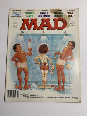 MAD Magazine #202, OC 1978, SHOWER SCENE Cover - Bagged & Boarded