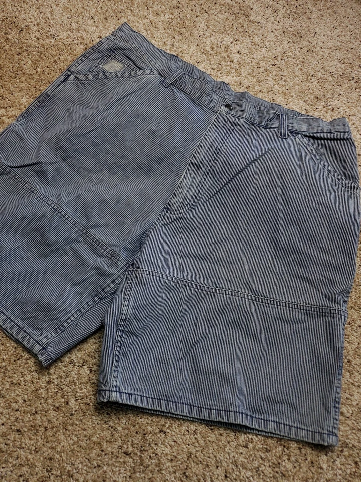 Винтажные мужские спортивные рабочие шорты Polo 40 в синюю полоску мешковатые плотник хлопок Y2K - Изображение 2 из 4