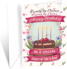Greetings Sister in Law Birthday Card, Made in America, Eco-Friendly, Thick Card