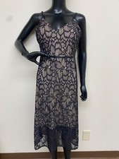 GUESS Women's Black Lace Sleeveless V-Neck Midi A-Line Slip Dress Size 12 NWT