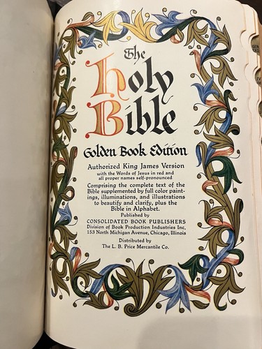 The Holy Bible 1950 Golden Book Edition Thumb Leather Binding KJV USA Blank - Imagen 4 de 6