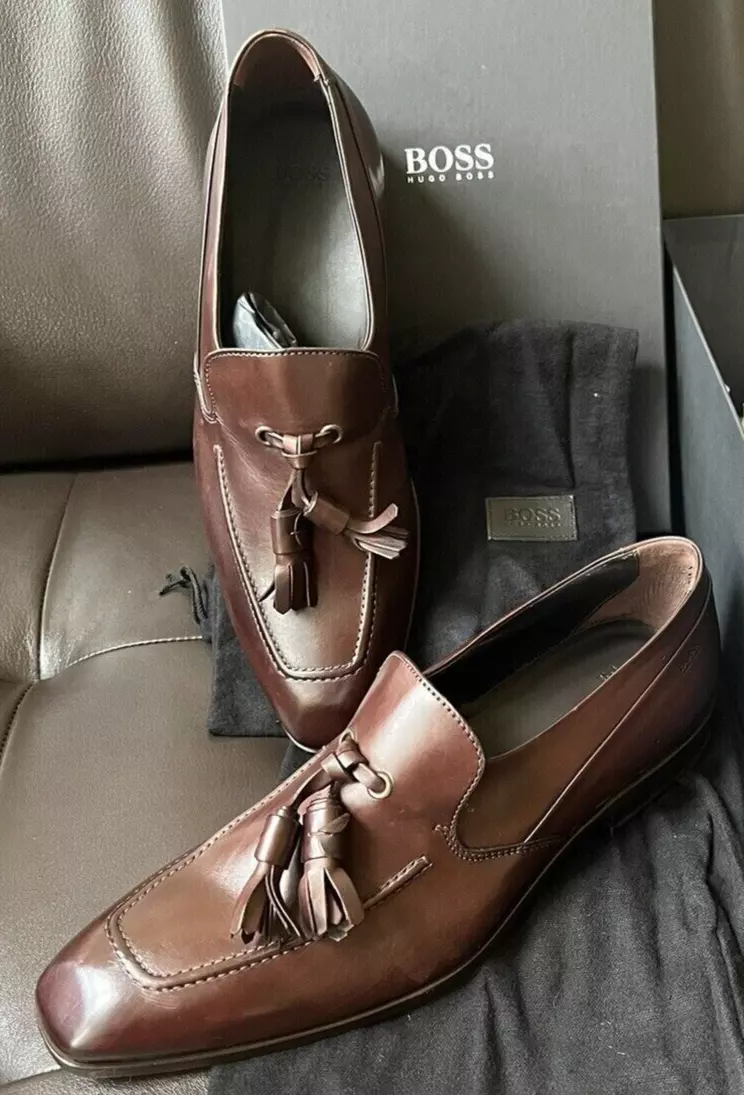 Hugo boss cheap loafers brown