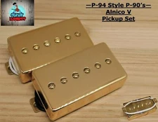 P-94 Style Humbucker sized P-90 Pickups  Gold Covered ( Alnico 5 )
