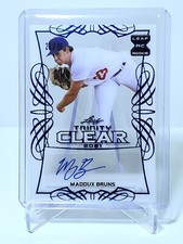 Maddux Bruns RC 2021 Leaf Trinity Baseball Clear Auto Platinum 26/99 Dodgers