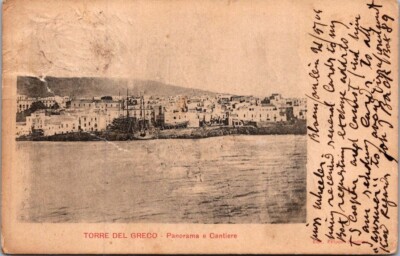TORRE DEL GRECO Panorama e Cantiere ITALY c1906 UDB Postcard