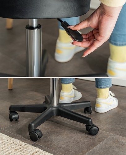 dibea Sitzhocker Kunstleder Praxishocker Büro-Hocker weiß / schwarz - Bild 5 von 11