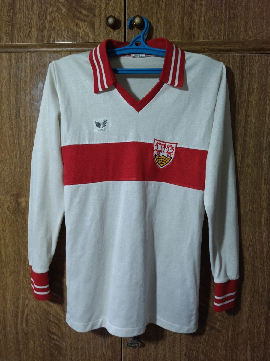80年代 football T−shirt VfB Stuttgart FC Erima Match Football Shirt #4 Home 1978