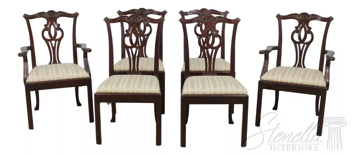 L56378EC Set Of 6 BAKER Chippendale Mahogany Dining Room Chairs