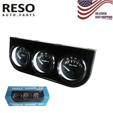 2" Triple Gauge 3 in 1 Volt Gauge Oil Pressure Gauge Water Temp Gauge W/Sensor