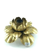 Plafoniera ad una luce in ferro battuto dorato a bocciolo di Dalia E27 anche LED