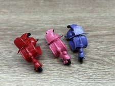 Vintage Red Pink Purple Vespa Bike Plastic Toy Lot Hong Kong
