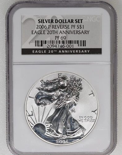 2006-P Silver Eagle Dollar Reverse Proof PF NGC PF69 20th Anniversary Set $1