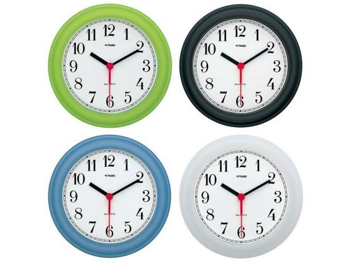 OROLOGIO DA PARETE PLASTICA TRABO VELA BIANCO/BLU/NERO/VERDE ASSORTITO PZ.  1 | eBay