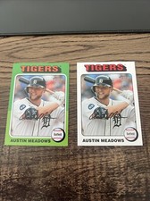 AUSTIN MEADOWS 2024 TOPPS HERITAGE #350 Base/WHITE BORDER Tigers 2-Card Lot