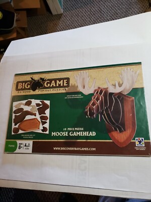 MOOSE Gamehead 3-D 10 Piece WOOD POP OUT PUZZLE Discovery Bay Games NEW
