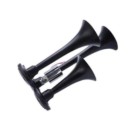 600DB Horns Train Air Horn 3 Trumpets Black For Truck/Car/SUV Loud Sound 12v/24V - Picture 8 of 12