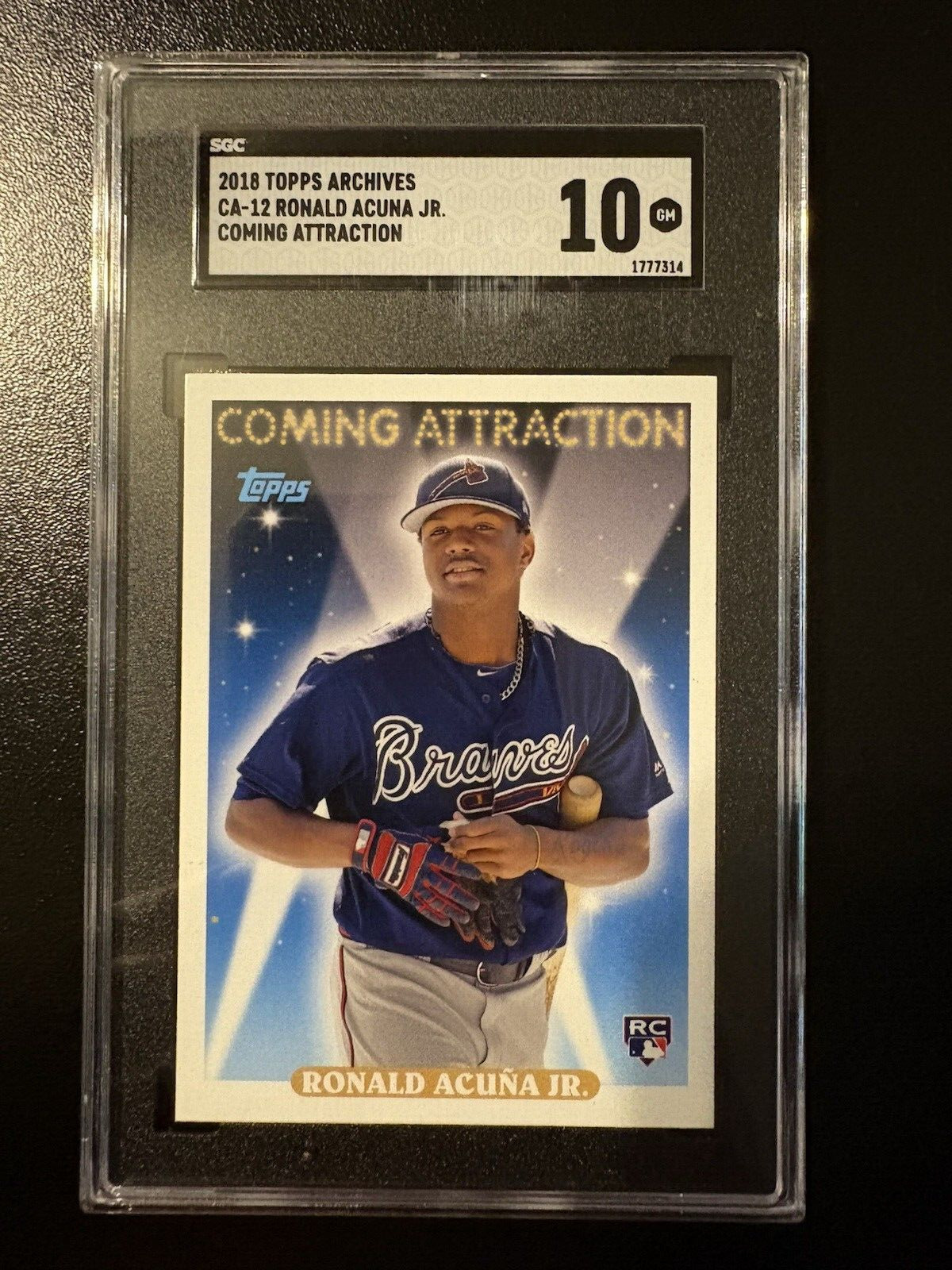 2018 Topps Archives Coming Attraction CA12 Ronald Acuna Jr. Atlanta Brave SGC 10