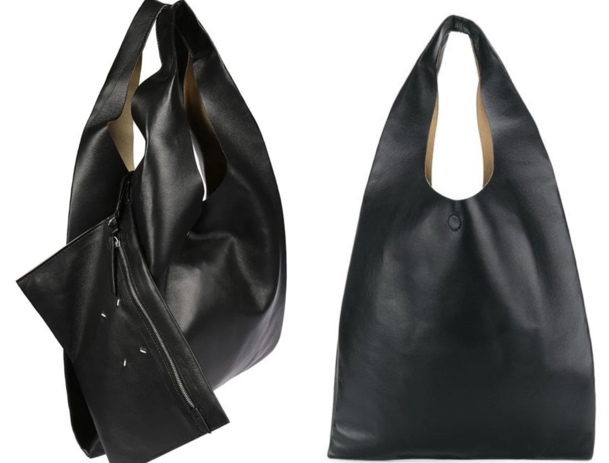 Maison Margiela Leather Bag With Pouch oversized shopper Tote