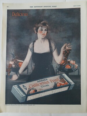 1920 Adams California fruit tutti fruitti chewing gum package Pretty Woman ad