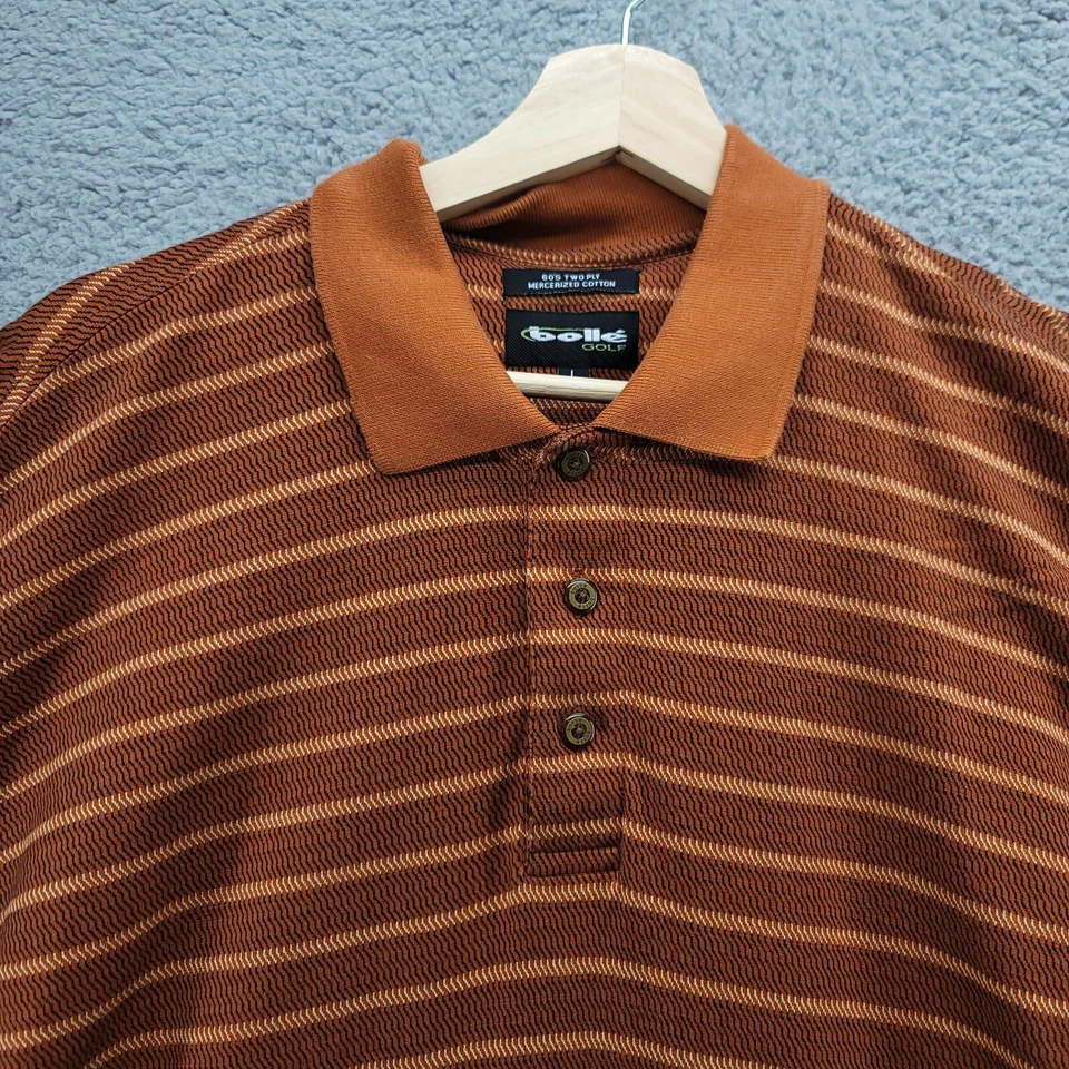 Camisa de golf Bolle para hombre L naranja a rayas polo manga corta exterior años 60 dos capas Foto 3 de 4