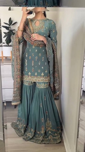 Nuevo Vestido de Fiesta Bollywood Paquistaní Eid Salwar Kameez Listo para Usar Traje Boda - Imagen 14 de 14