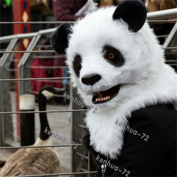 Husky Long Fur Panda Mascot Head Party Cosplay Game Adult