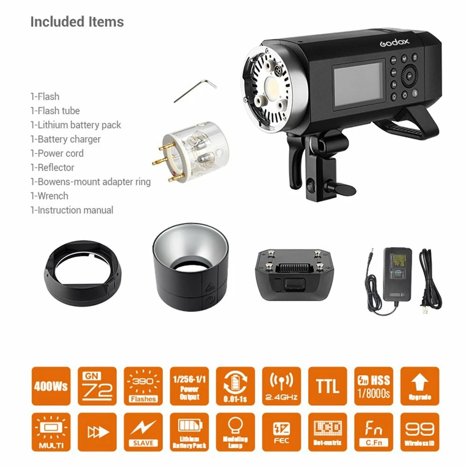 US Godox AD400Pro 400Ws TTL Studio Outdoor Flash +Xpro-S+BD-04+95cm f Nikon - Image 2 of 4