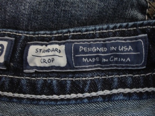 MISS ME Women's Denim Crystals Rhinestone Mid Rise Standard Crop Blue Jeans 29 - Picture 9 of 9