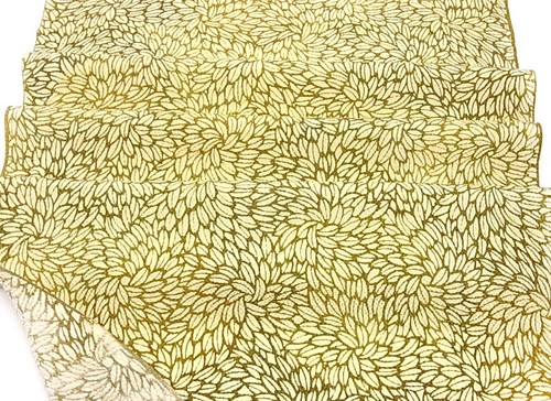 e005-L_Japanese Kimono Fabric_Silk,Chirimen,Moss green,Cream,Kiku-zukushi,160 cm - Picture 8 of 10